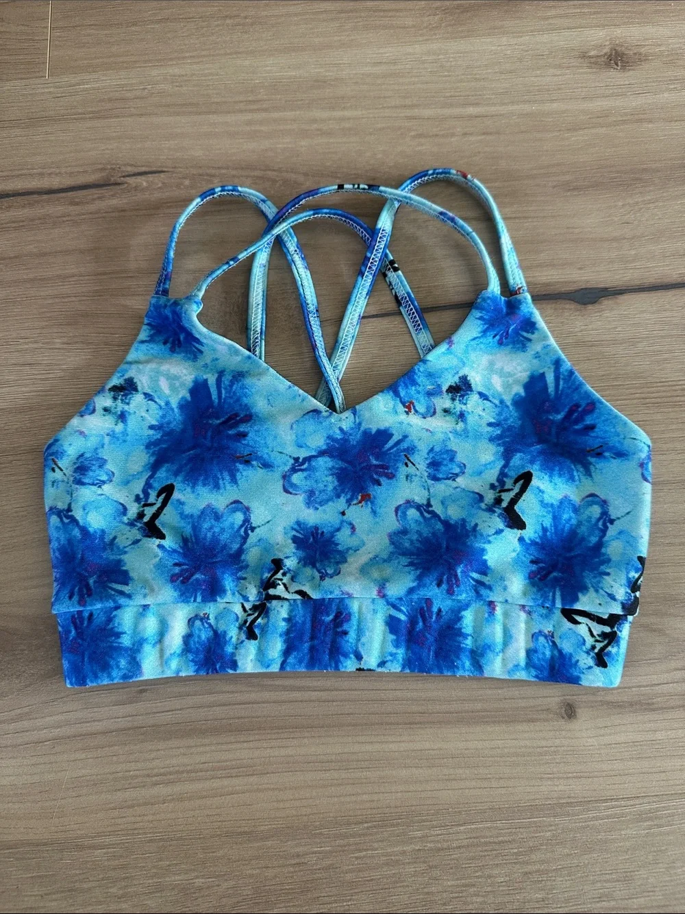 Blue Floral Strappy Dance Crop Top - Kids Costume